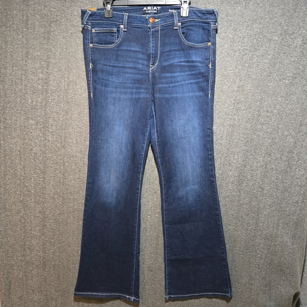 Ariat Denim‎ Flare Jeans Womens 32 Blue High Rise Perfect Rise Stretch 35x34
